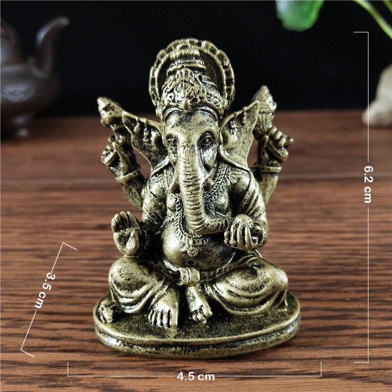 Gold Lord Ganesha Statue Buddha Elephant hindu God Sculpture Figurines Resin Ho image 4