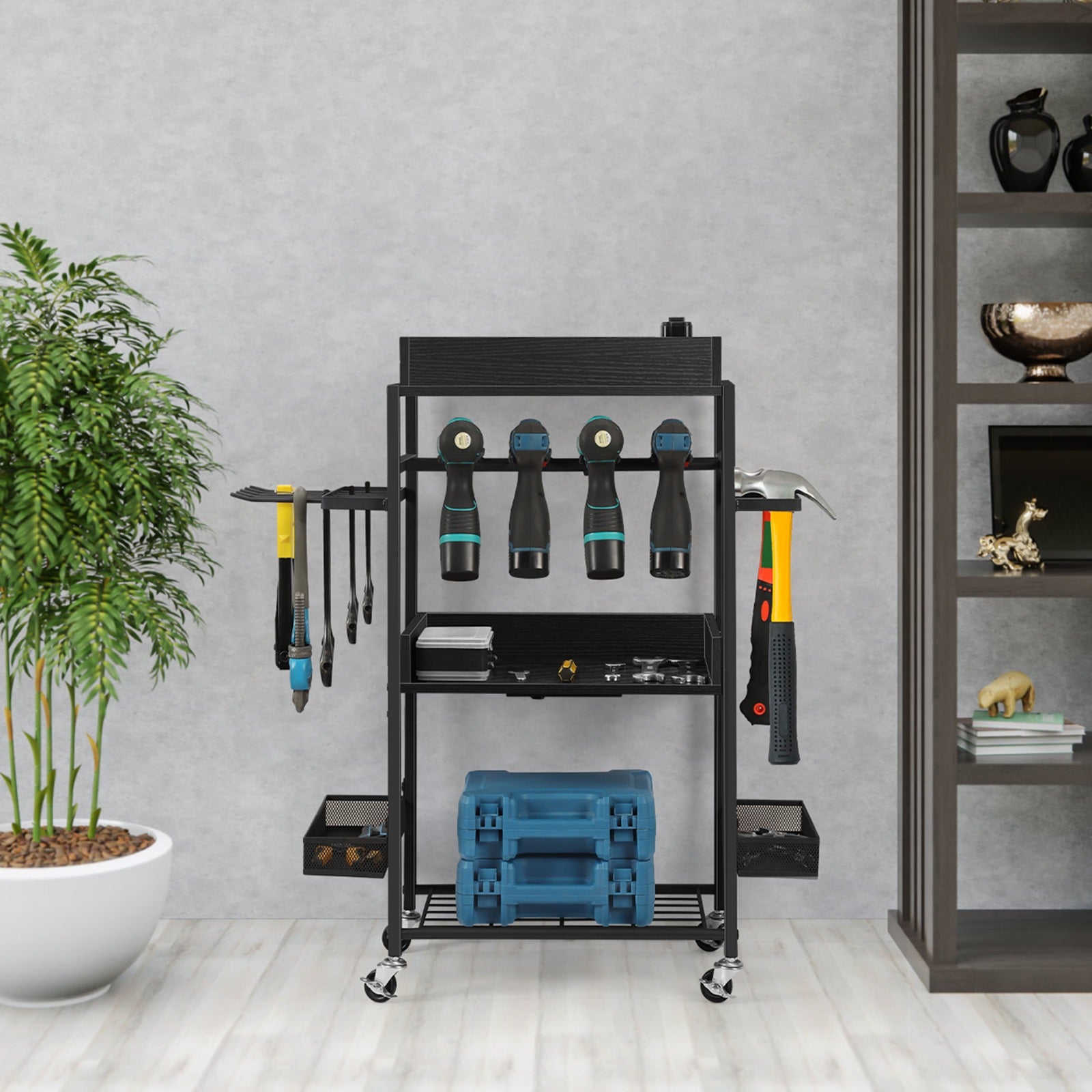 Power Tool Organizer Storage Cart with Charging Station, Garage Tool Box,Practi image 0