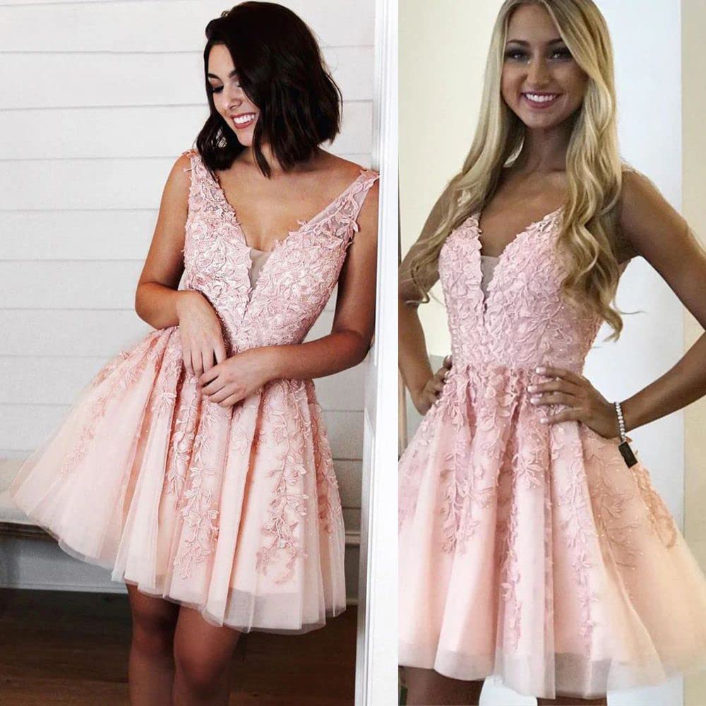 Beautiful V-Neck Sleeveless Cocktail Party Dresses Appliques Beading A-Line Sho image 11