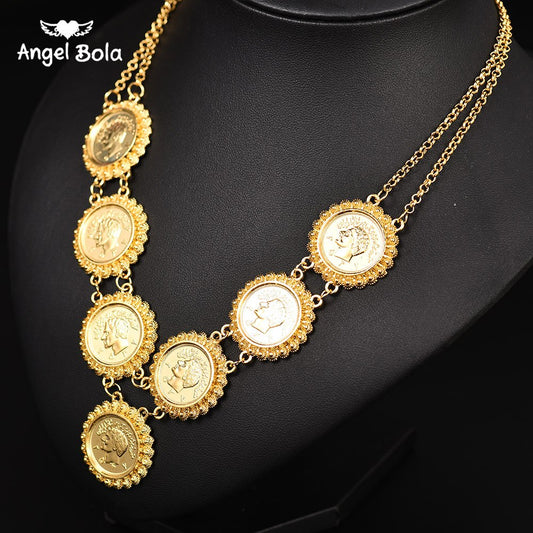 NEW Muslim Allah Necklace Arabic Coin Necklace for Women Gold Color Arab image 0