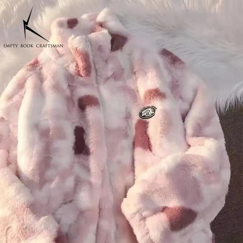 Tie Dye Lambs Wool Men's Parkas Streetwear Autumn Winter Men Clothing Hip Hop P image 2