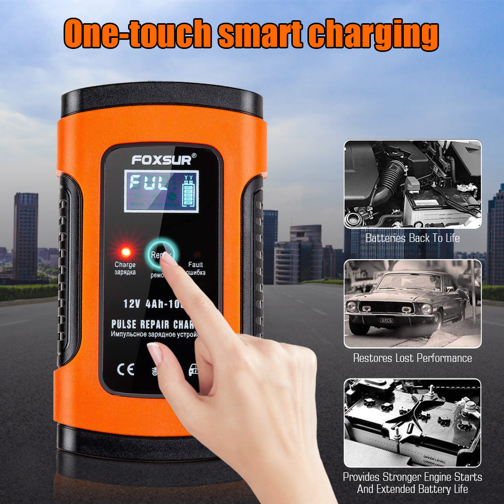 Automatic Smart Car Motorcycle Battery Charger Liquid Display Screen 12V 6A Aut image 4