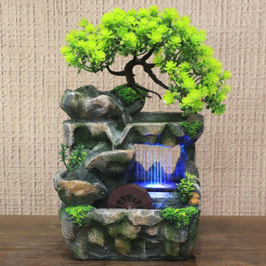 Decorative Table Waterfall Fountain with Pump Rockery Meditation Statue Illumin image 0