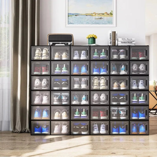 12 Pack Shoe Storage Box, Mudiem Case Set Sneaker Organizers, 18 Pack Shoe Stor image 0