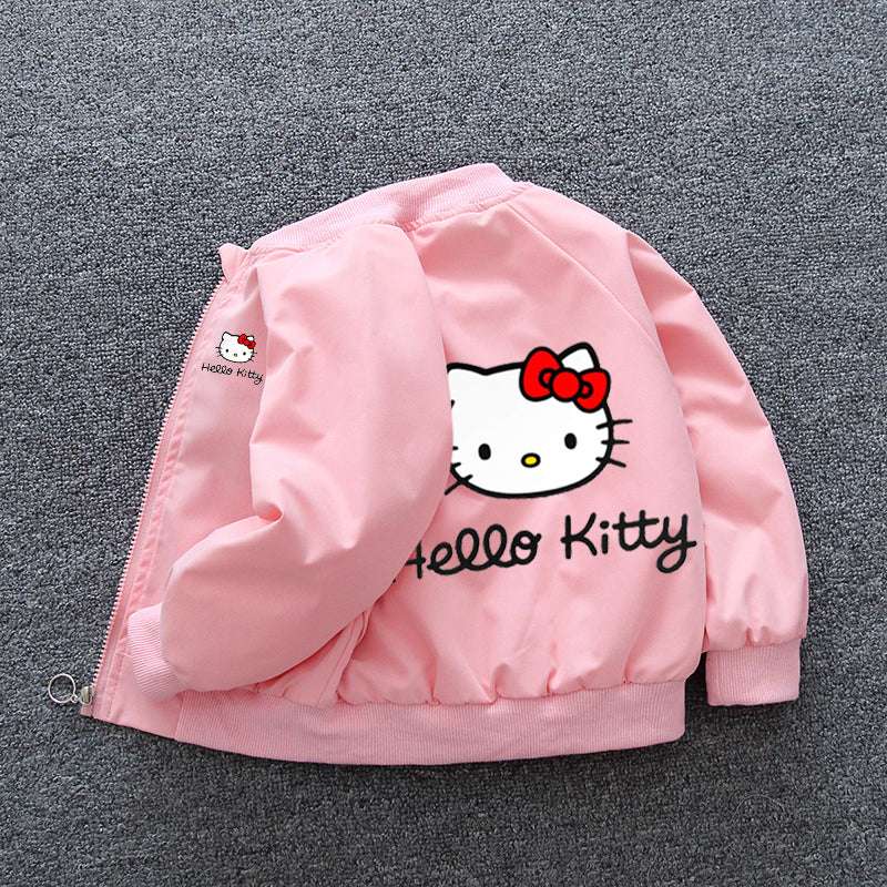 Sanrio Hello Kitty Girls Jacket Coats 2024 Spring Autumn Baby Kids Cartoon Long image 0