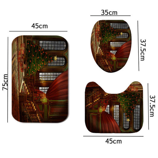 Merry Christmas Bathroom set Christmas Tree Pattern Waterproof Shower Curtain T image 0