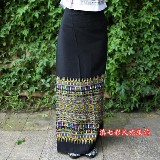 Thailand Women Skirt Pha Sin Traditional Festival Dai 98cm Long Sarong Ethnic S image 0