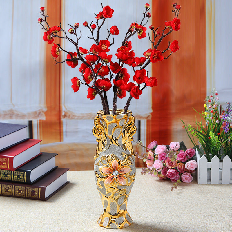 European Gold Plated Frost Porcelain Vase Vintage Advanced Ceramic Flower Vase  image 8