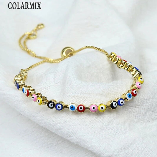 10Pcs 2022 Bracelet Enamel Colorful Eyes  Braceelt Jewelry for Women Gold Plate image 0