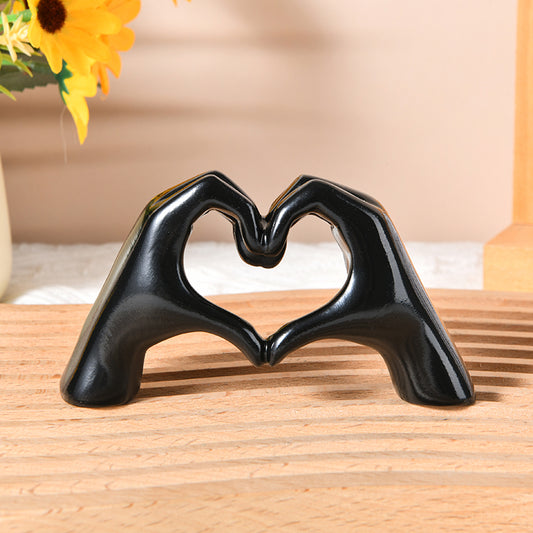 Gold Decoration, Heart Hand Statue Living Room Bedroom Decoration, Love Finger  image 0