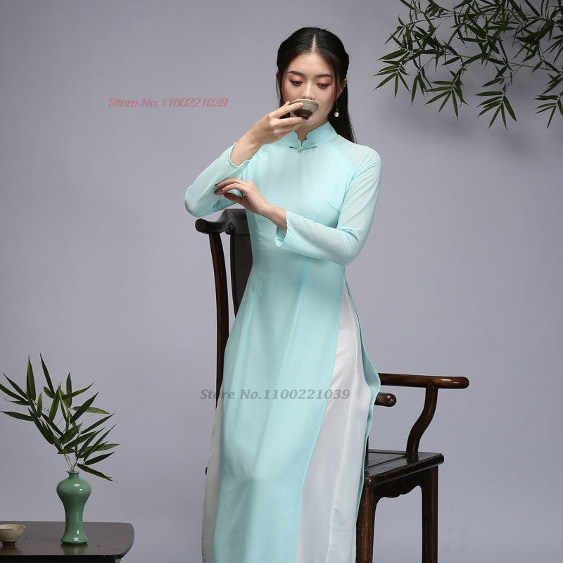 2024 chinese improved qipao dress vintage cheongsam vietnam ao dai dress elegan image 2
