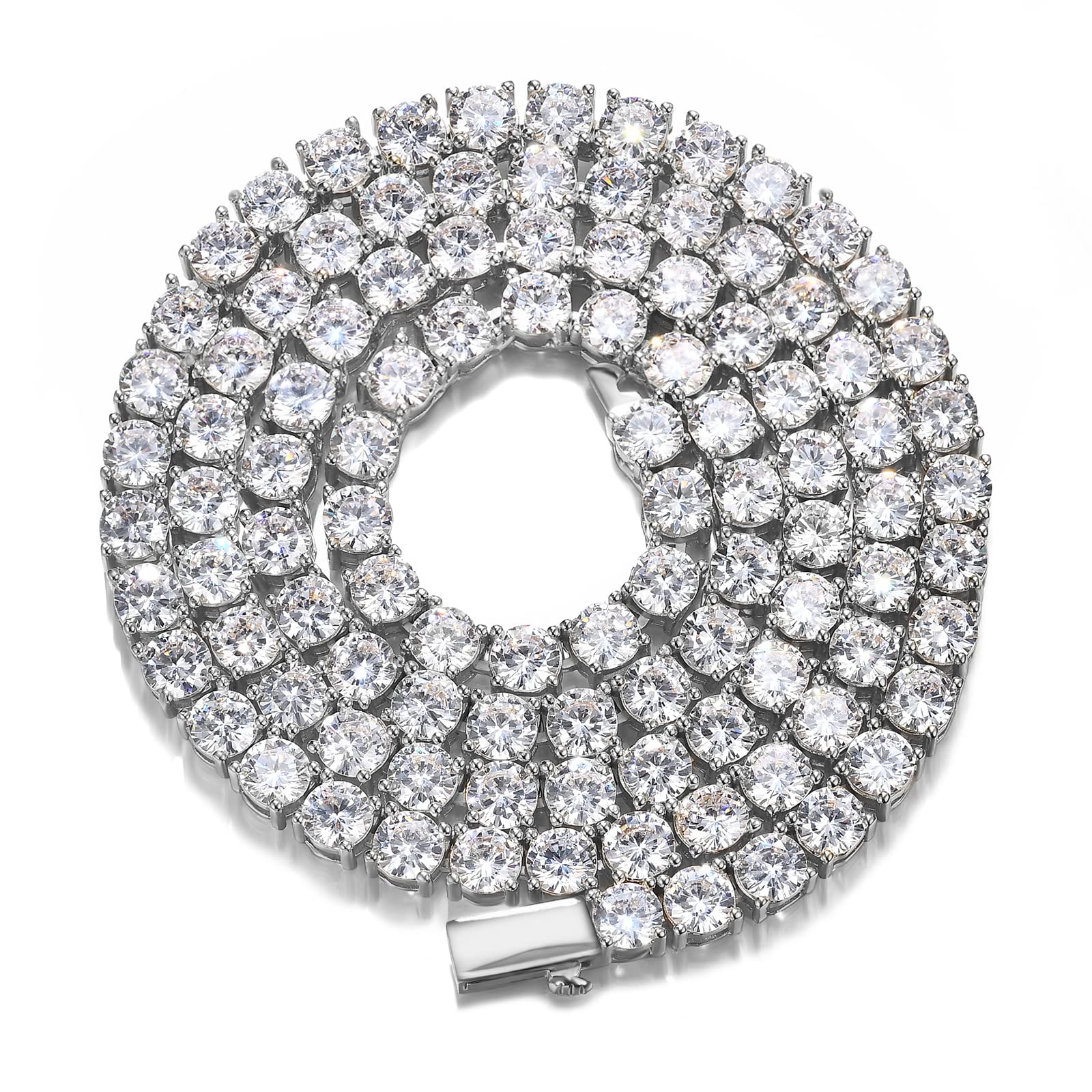 Hip Hop 1 Row 4 Prong Tennis Chain AAA CZ Stone 3/4/5/6MM Bling Iced Out Gold P image 3