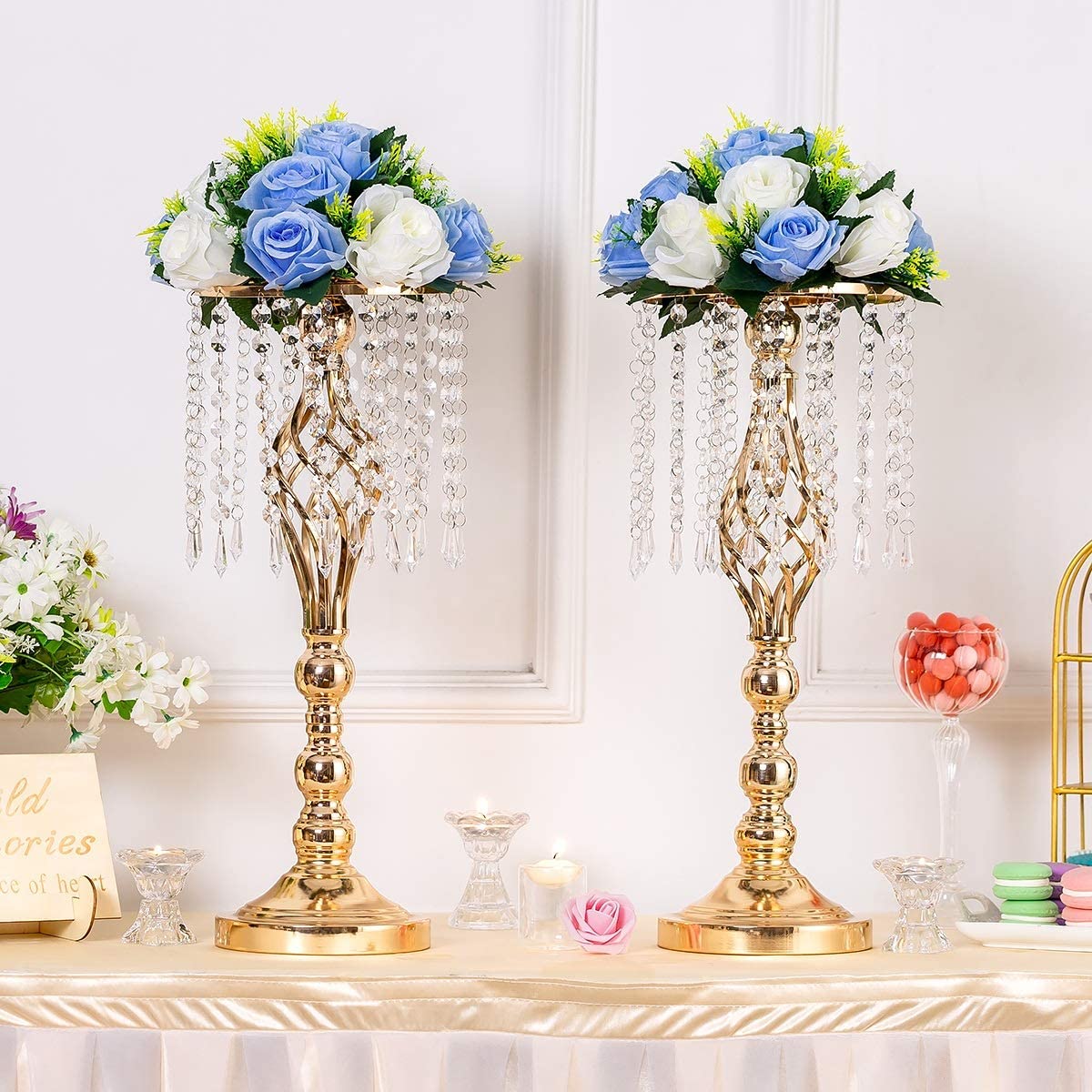Exquisite Flower Twist Vase Crystal Candlestick Table Centerpiece Decor Flower image 11
