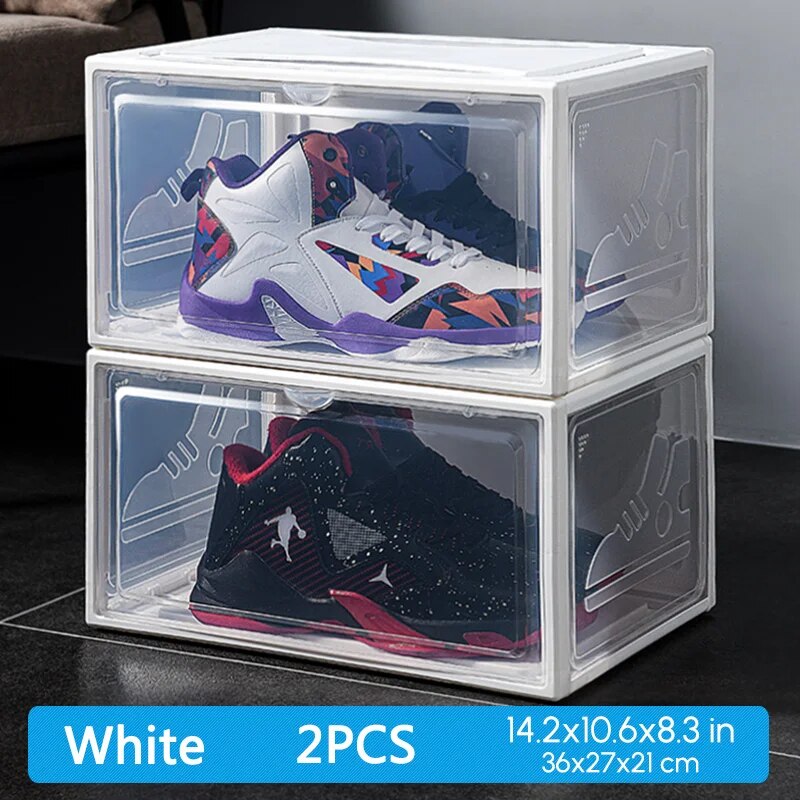 2pack AJ Sneakers Box Hardened plastic shoe box Stackable Cabinet Storage Box h image 2