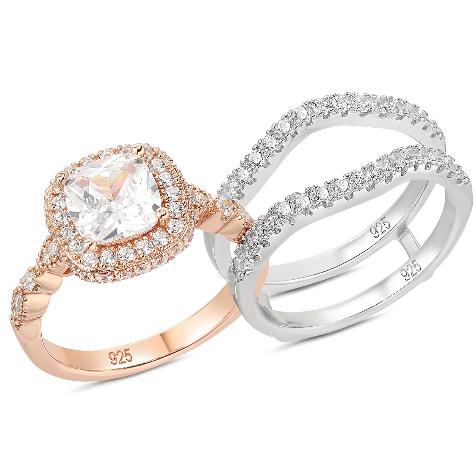 Newshe Multi Shape Romantic Rose Gold Engagement Ring Set for Women image 3