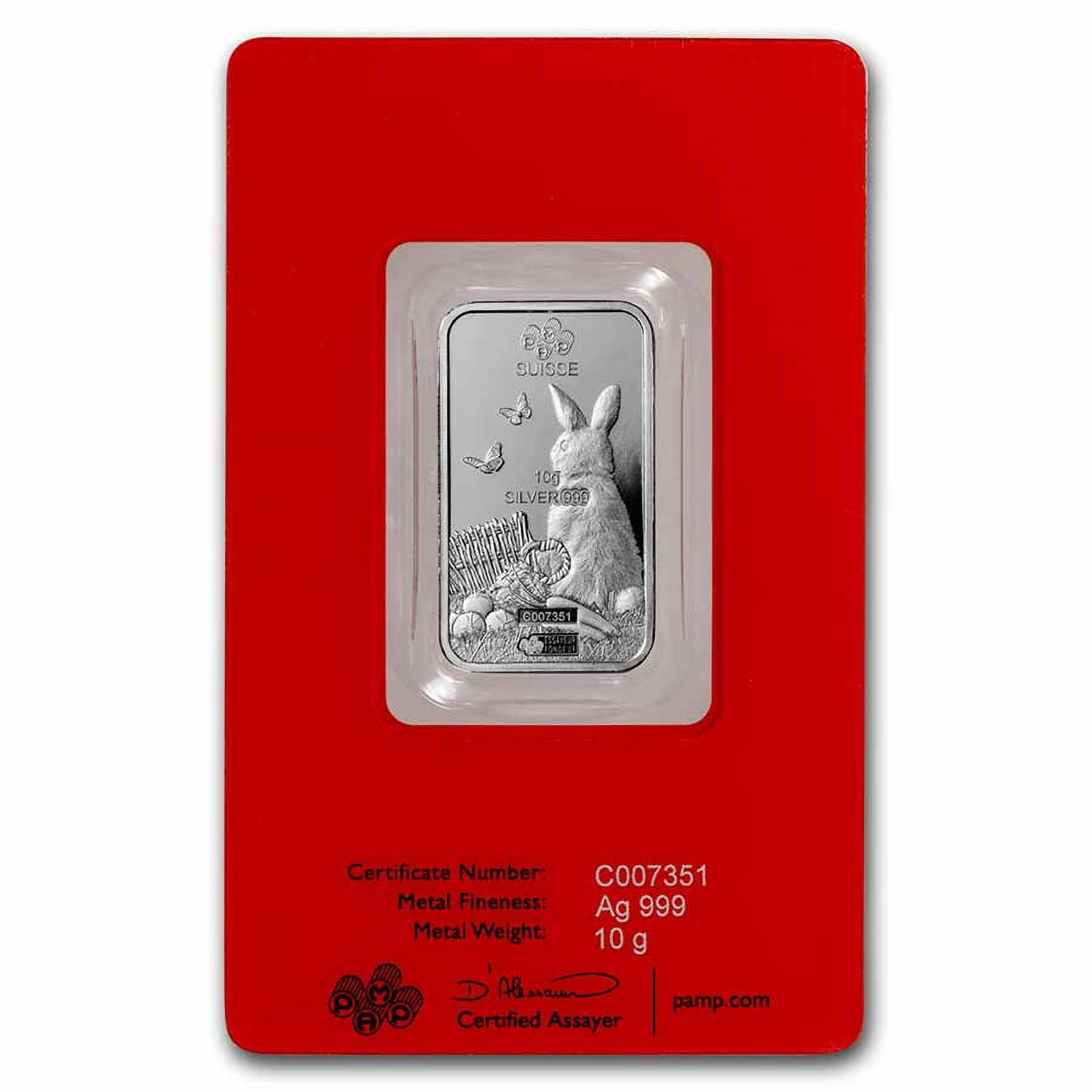 10 gram Silver Bar - PAMP Suisse (Year of the Rabbit) image 1