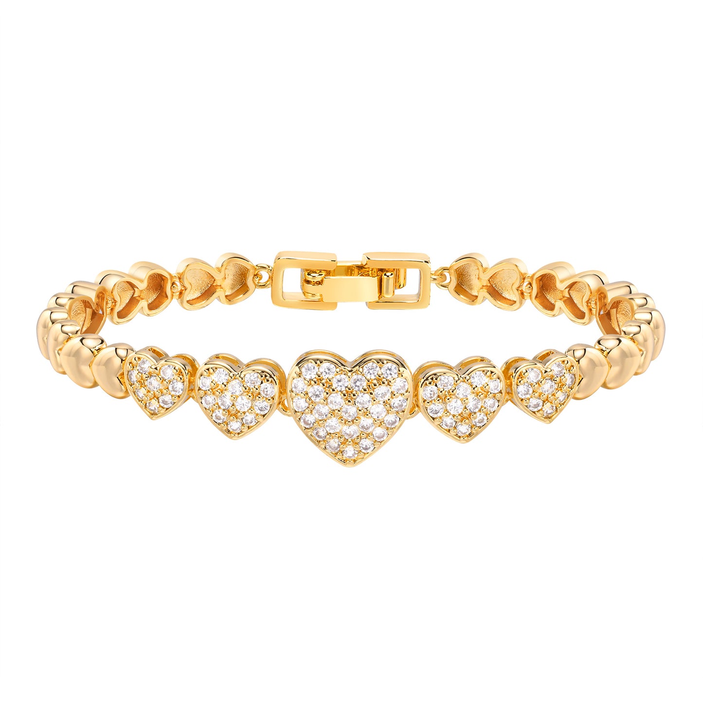 Cubic Zirconia Clover Bracelet for Women18k Gold Plated Link Statement Jewelry image 16