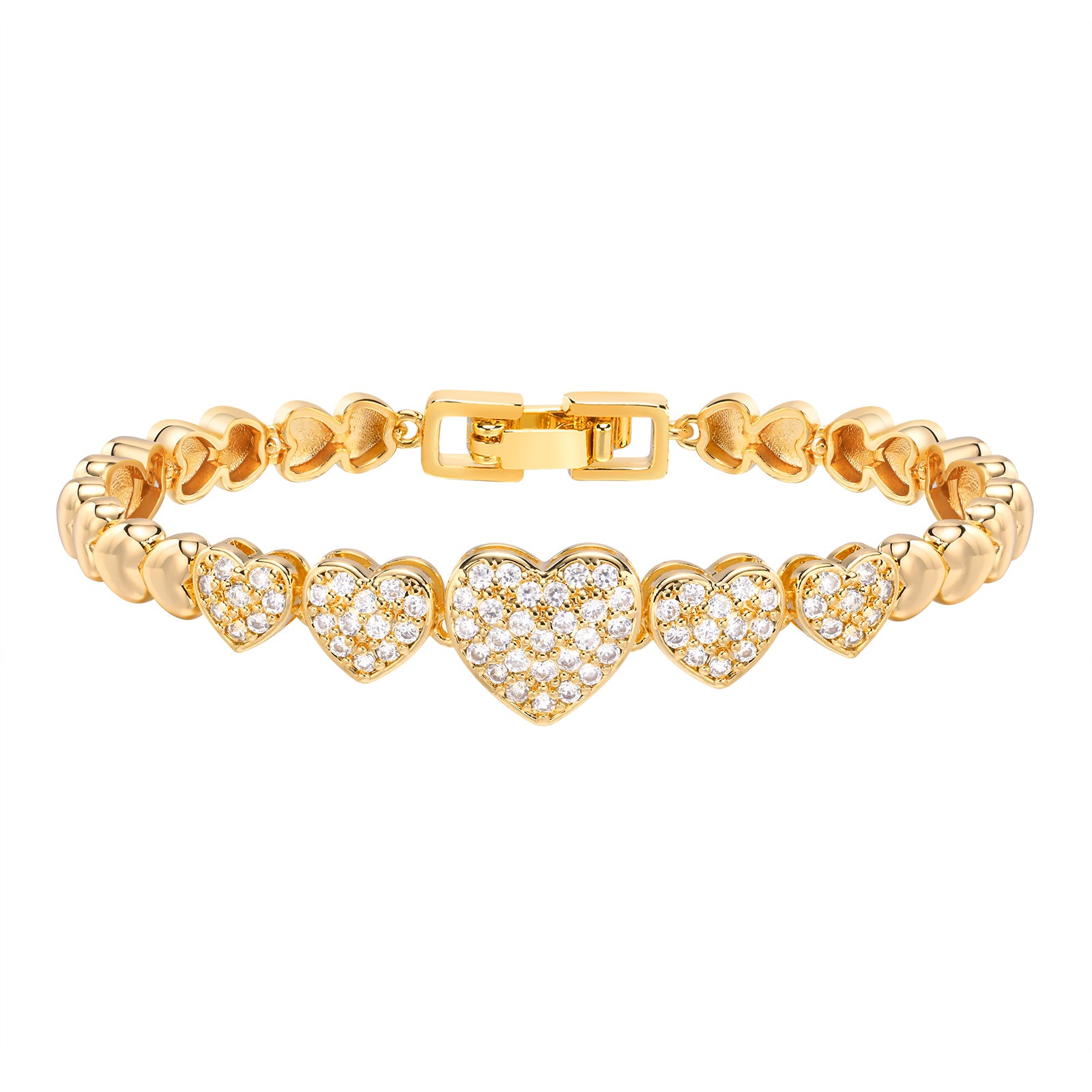 Cubic Zirconia Clover Bracelet for Women18k Gold Plated Link Statement Jewelry image 16