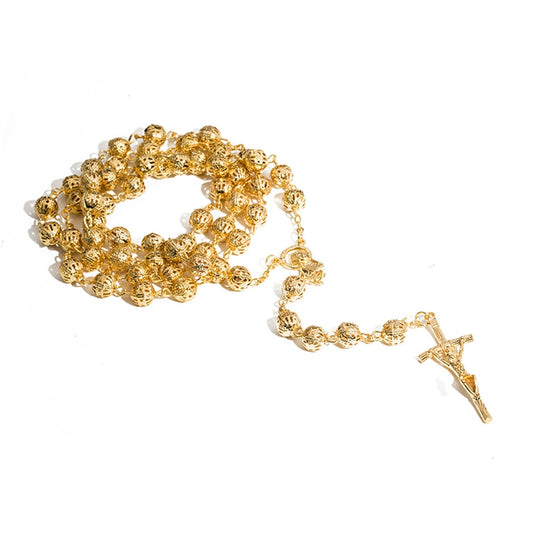 New Cross Necklace Crucifix Jesus Christian Virgin Mary Piece Pendant Gold image 0