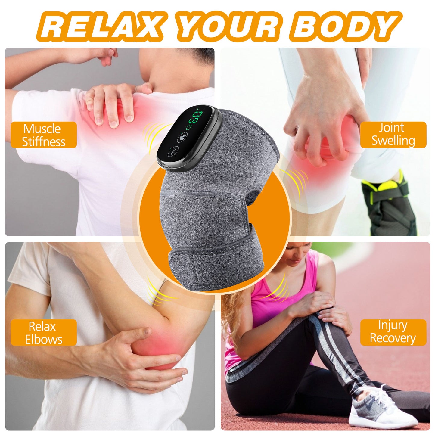 3 in 1 Electric Heating Massage Belt Knee Shoulder Vibrator Hot Compress Joint image 5