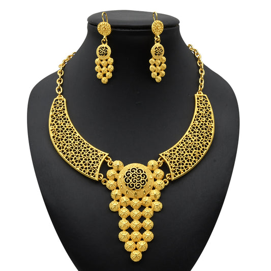 ANIID Luxury Indian Jewelry Sets for Women Party Dubai 24K Gold Color Necklace  image 0