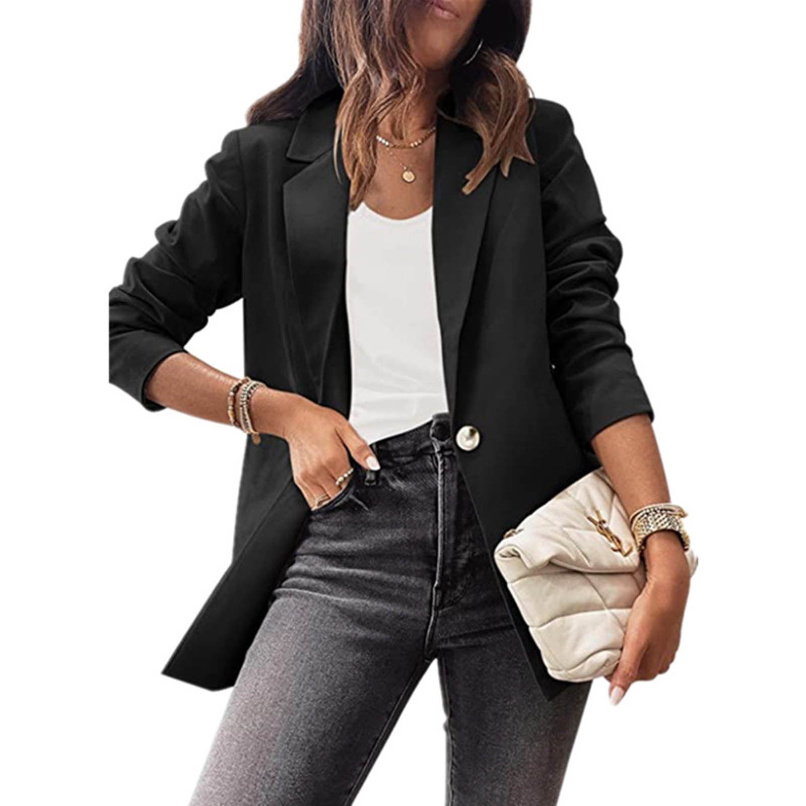 Women Autumn And  Winter Casual Suit Jackets Solid Color Long Sleeve Turn Down  image 7