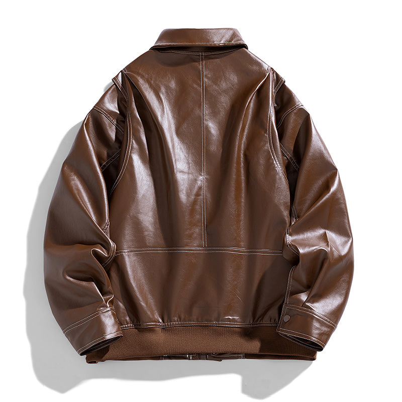 Europe The United States Trend Leather Jacket Spring Autumn New Loose Trend Men image 4