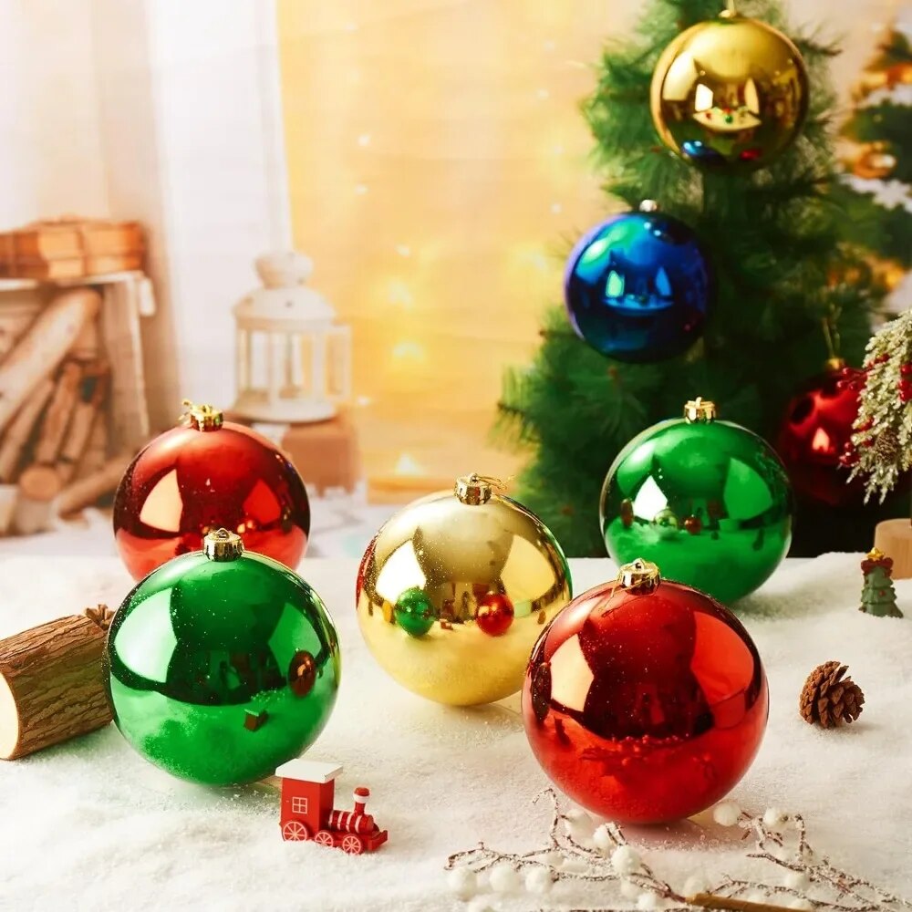 Set of 8 Christmas Ball Ornaments 6 Inch Christmas Ball Shiny Ornament Indoor a image 2