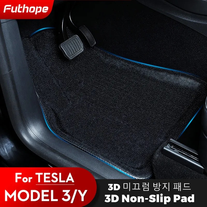 Futhope Floor Mats Black Pad For Tesla Model 3 Y 2020-2023 Custom Waterproof Ma image 2