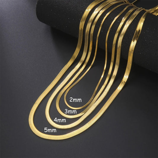 Skyrim Stainless Steel Snake Chain Necklace for Women Men Gold Color Herringbon image 0