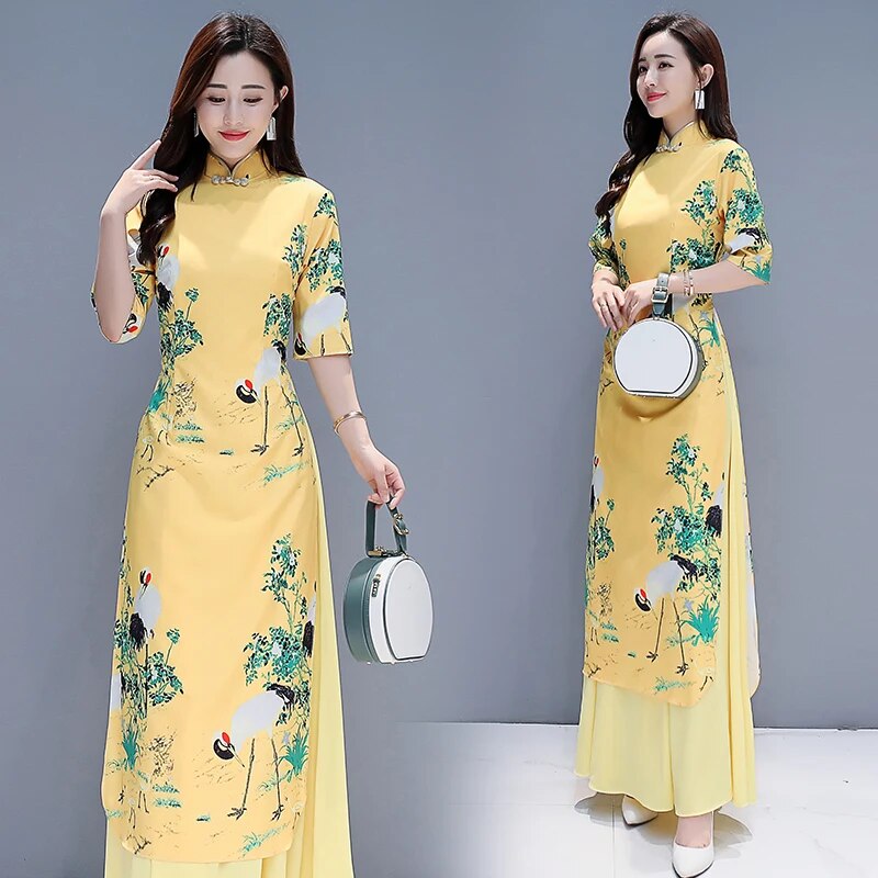 2020 Aodai Vietnam Clothing Cheongsam Qipao Chinese Dress Vietnamese Traditiona image 3