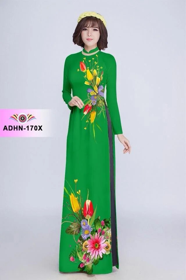Green Tailored aodai vietnam clothing cheongsam aodai vietnam dress vietnamese  image 2
