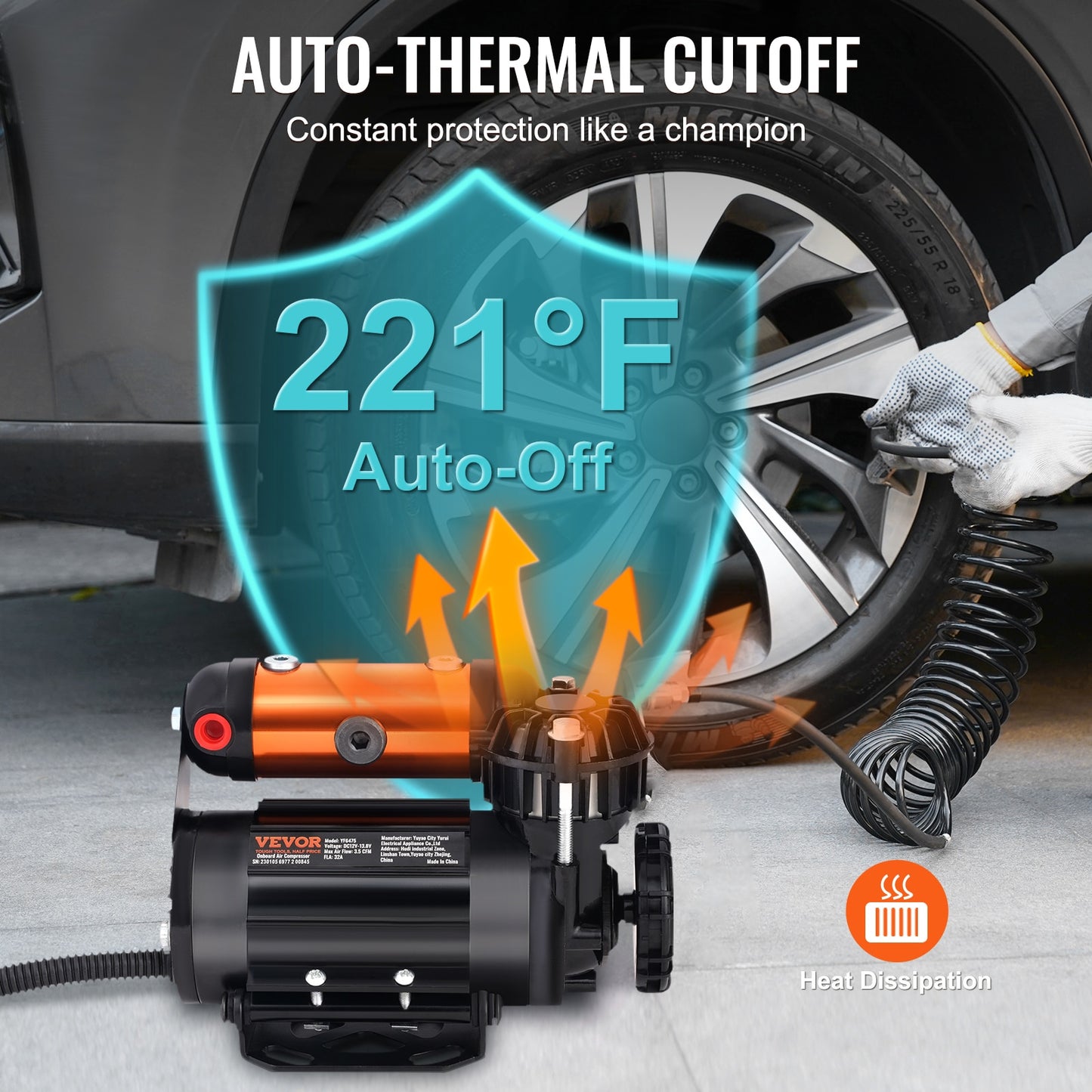 VEVOR Car Air Compressor Portable Tire Inflator Heavy Duty 3.5CFM Air Pump Kit image 4