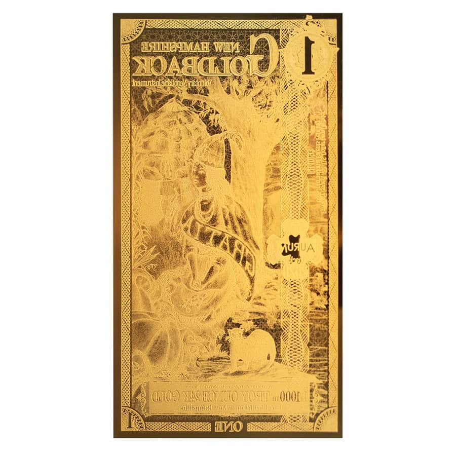 1 New Hampshire Goldback 1/1000 oz 24K Gold Foil Aurum Note image 1