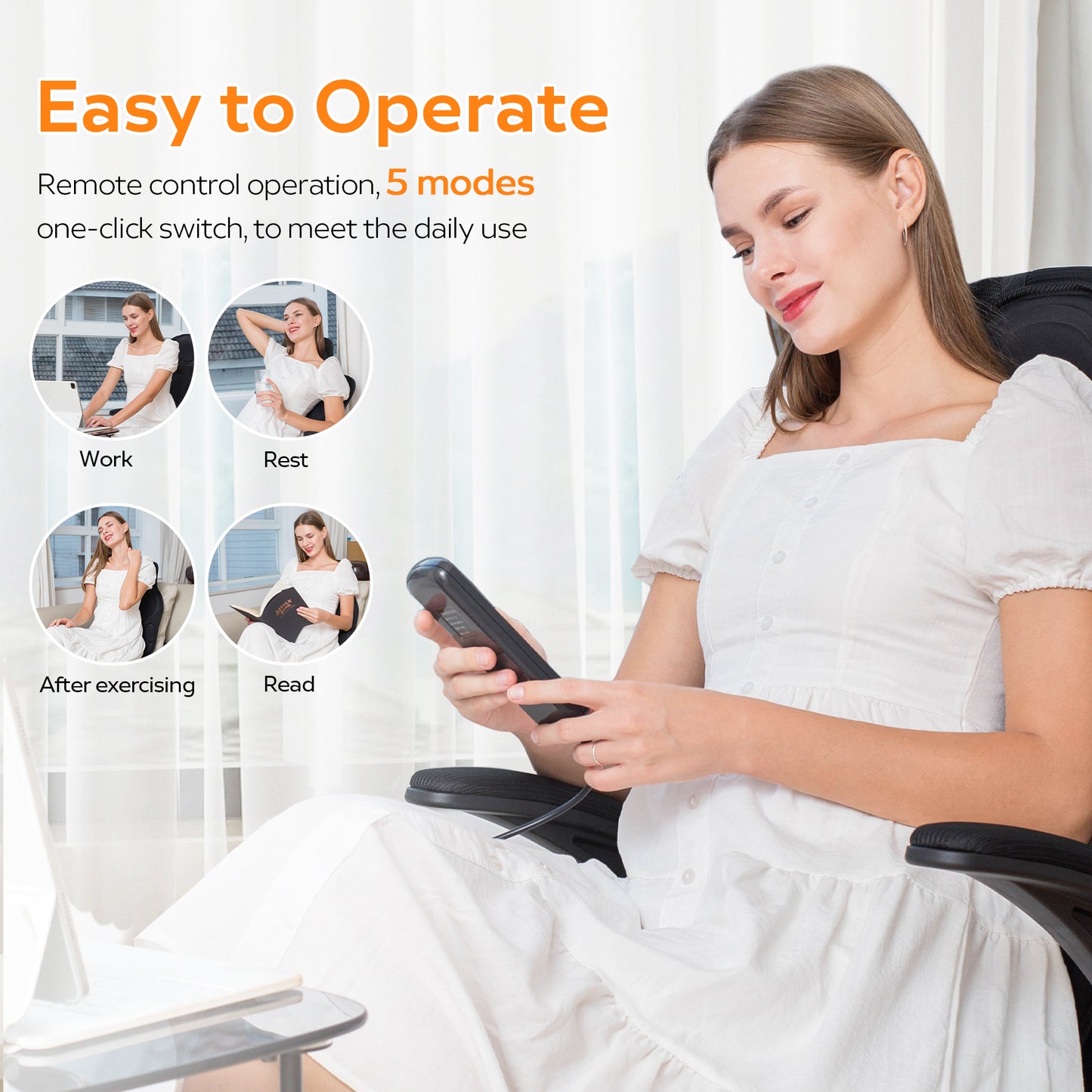 Vibration Massage Seat Cushion with Heat, 6 Vibrating Motors, Back Massager for image 5