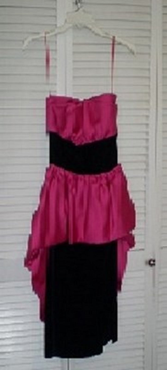 Victor Costa Women Dress Satin Red Velvet Black at Waist Midi Size 4 image 0