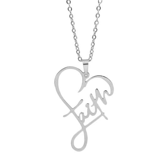 VILLWICE Religious Faith Heart Necklace Women Men Stainless Steel Gold Plated image 0