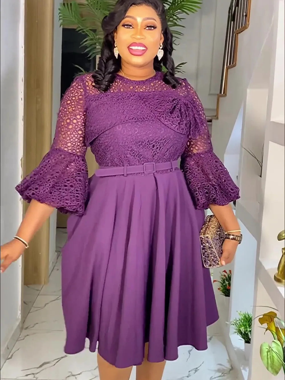 Plus Size African Party Dresses for Women 2024 New Fashion Dashiki Ankara Lace image 1