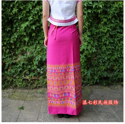 Thailand Women Skirt Pha Sin Traditional Festival Dai 98cm Long Sarong Ethnic S image 4