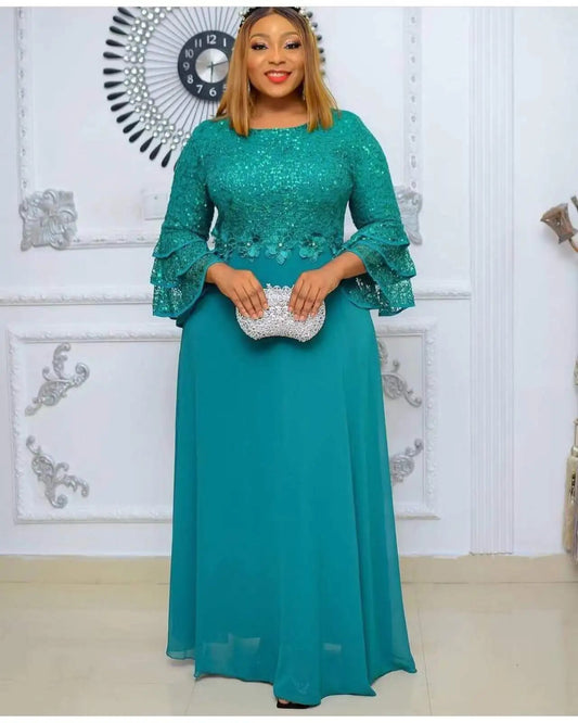 Plus Size African Party Dresses for Women New Fashion Dashiki Ankara Lace Weddi image 0