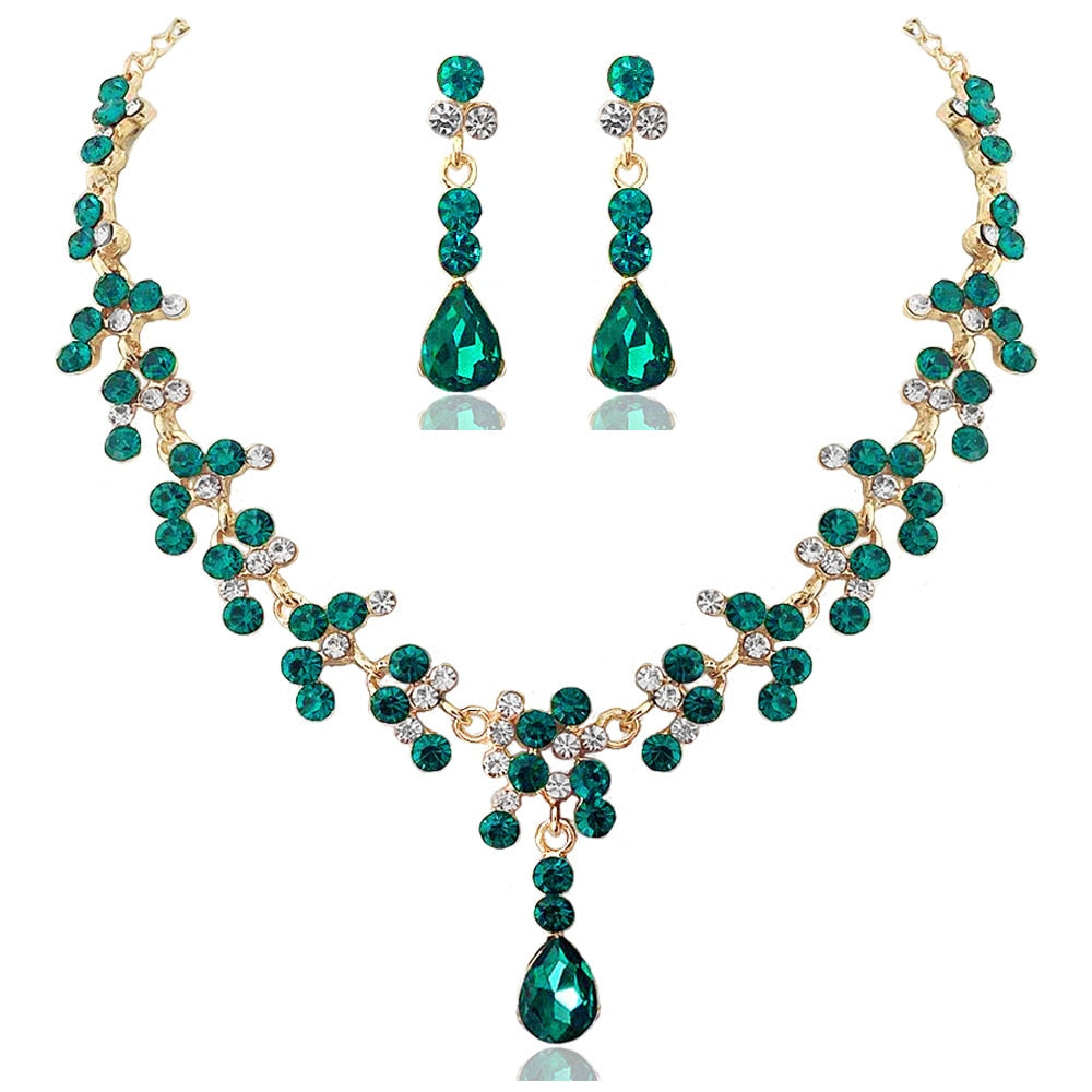 KMVEXO Crystal Bridal Wedding Jewelry Sets Women Gold Color Rhinestone Necklace image 1