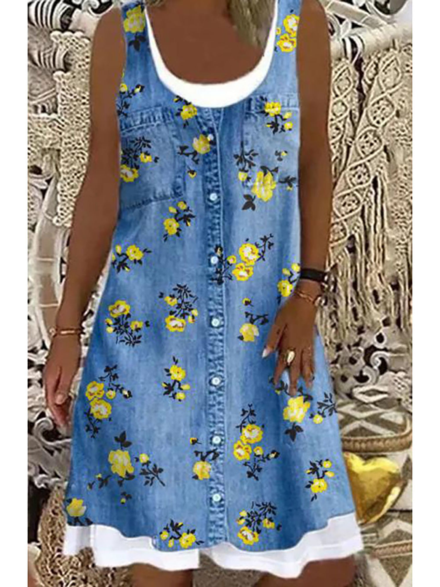 2024 Europe and the United States spring and summer new women's print splicing image 9