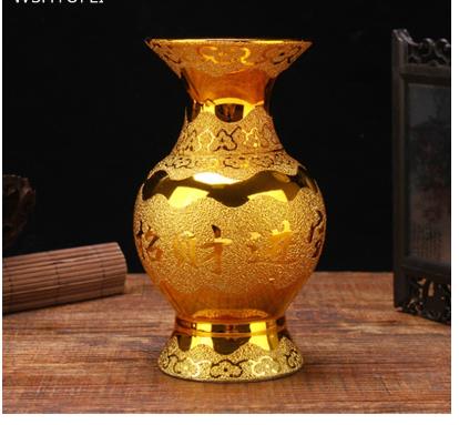 Golden Ceramic Antique Vase Home Countertop Vase Decoration Traditional Buddha  image 0