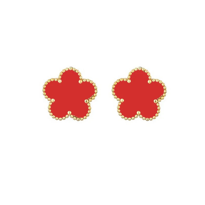14K Gold Plated Five-leaf Clover Link Bracelets White Black Blue Gold Red Green image 9