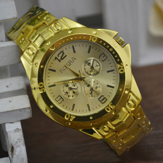Steel Strap Quartz Roman Dial Gold Watch image 0