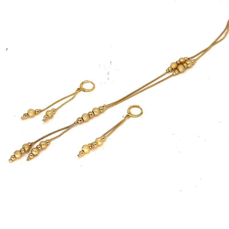 Fashion Charms Ball Sets Gold Color,Small Beads Dubai Necklace Earrings for Wom image 20