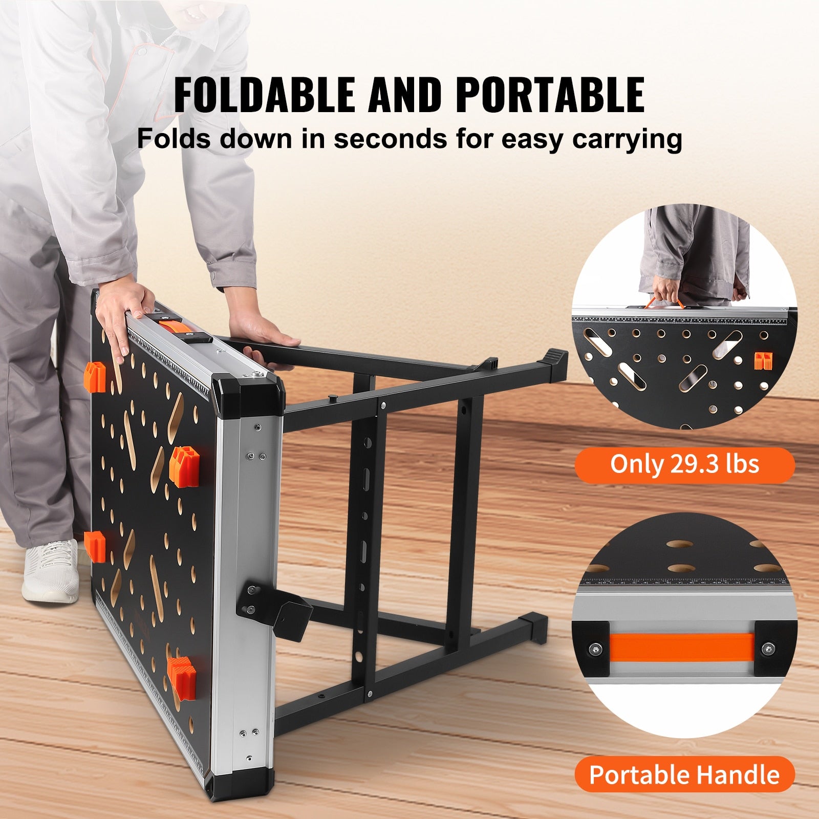 VEVOR Folding Work Table 1000LBS Load Capacity Multifuctional Portable Workbenc image 3