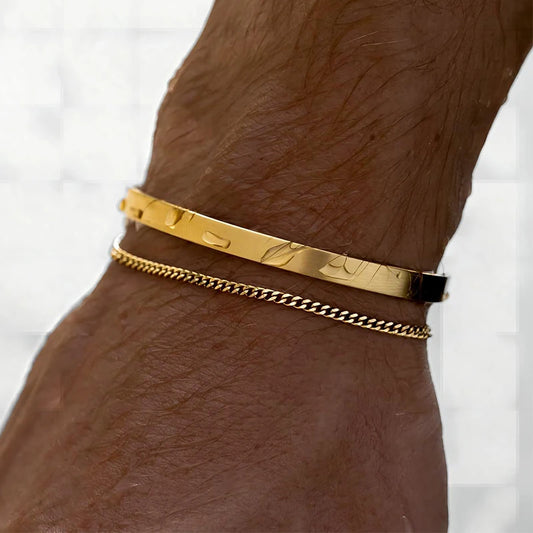 Stainless Steel Punk Men Bracelet Bangle Water Proof 14k Gold Plated Fashion Cu image 0