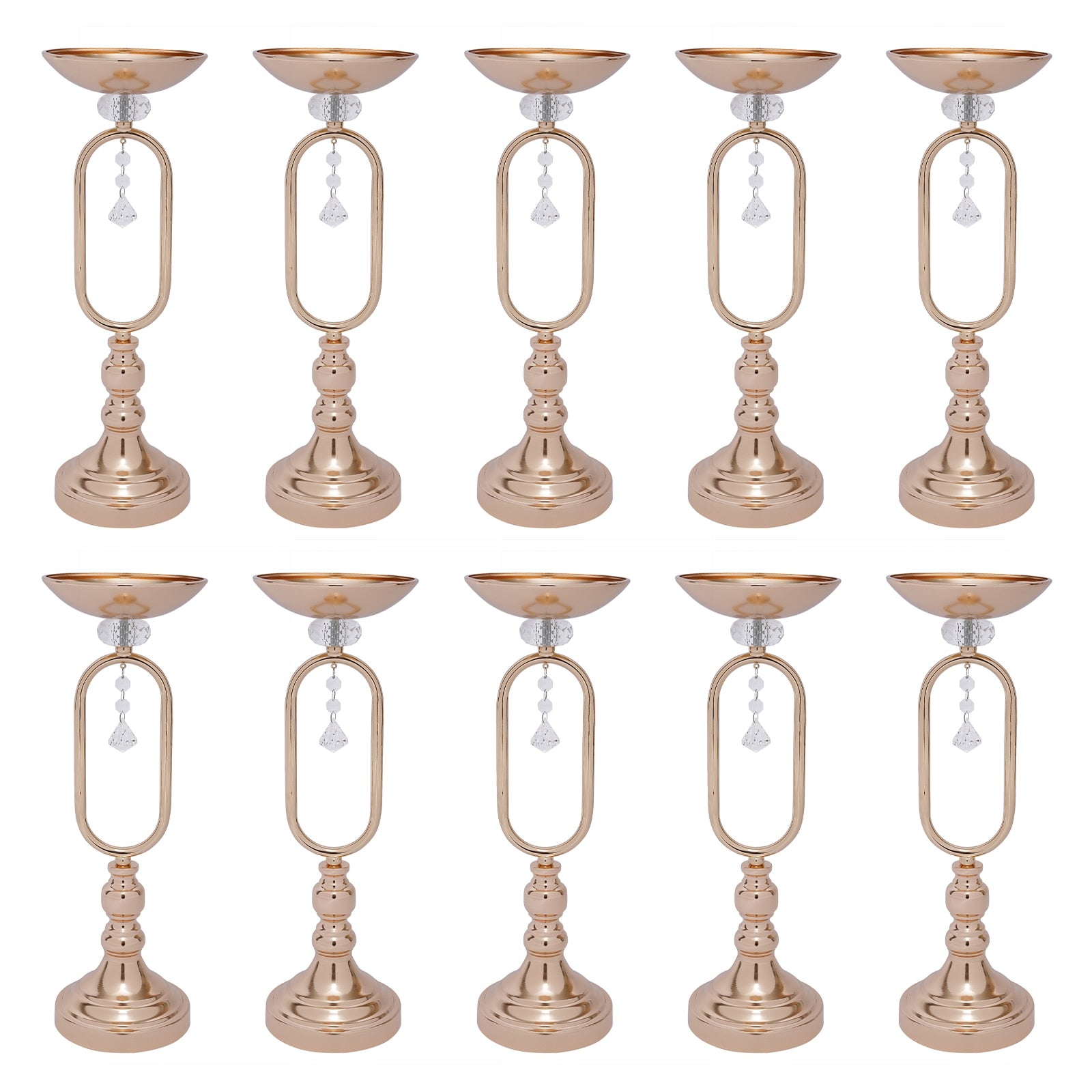 10 Pcs Gold Metal Trumpet Vases 17.5'' Tall Vase Wedding Centerpieces for Table image 0