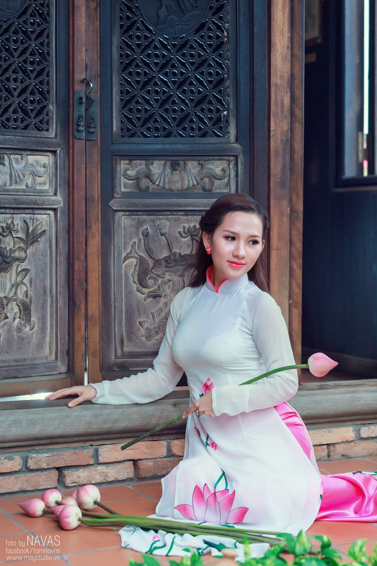tailored lotus aodai vietnam clothing cheongsam aodai vietnam dress vietnamese  image 4